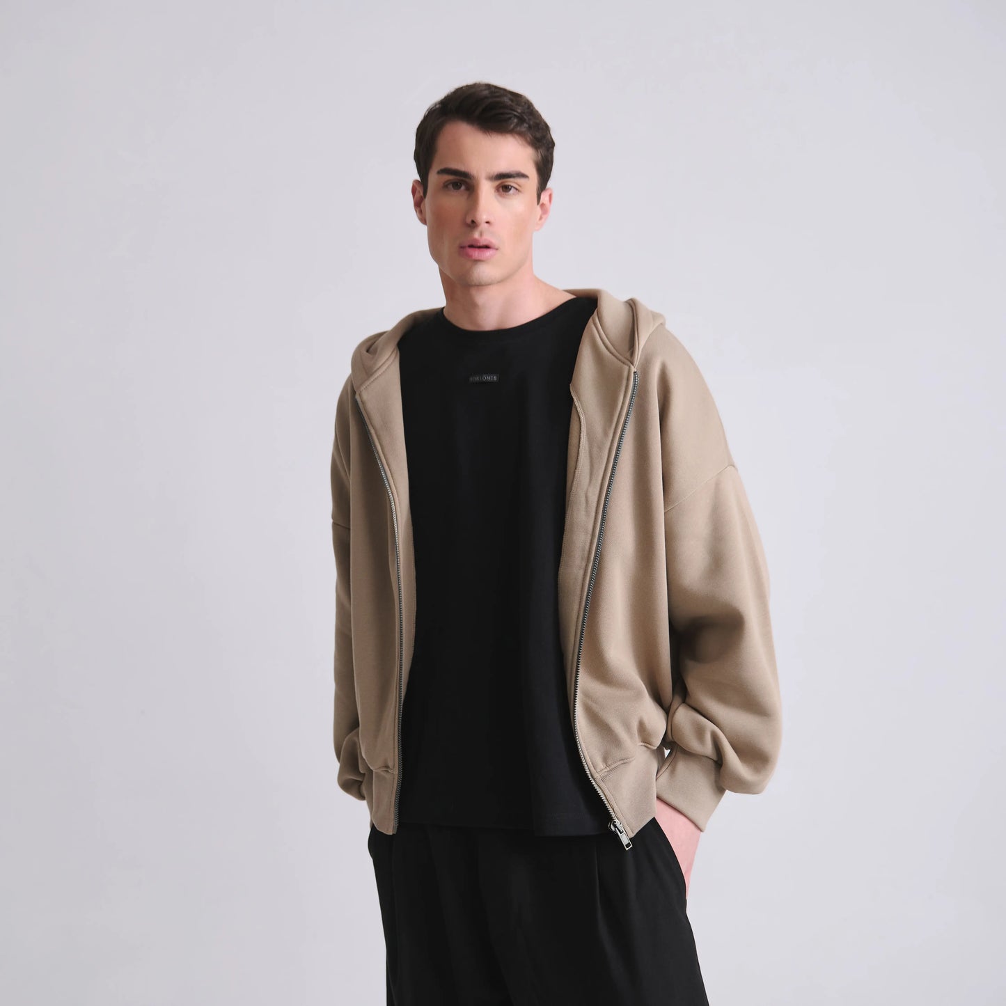 Zipped Hoodie Cashew