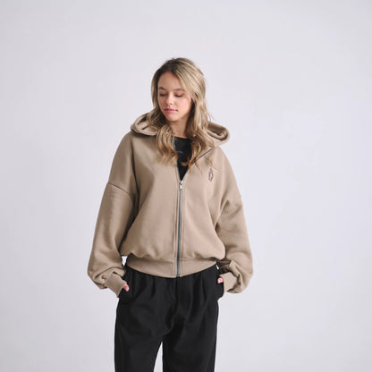 Zipped Hoodie Cashew