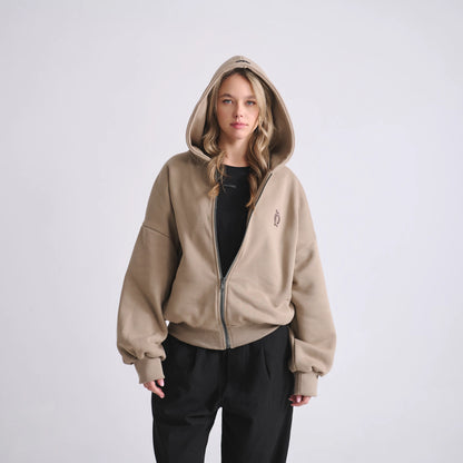 Zipped Hoodie Cashew